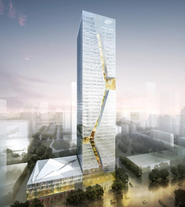 Un grattacielo di vetro dello studio Fuksas a Shenzhen, nel cuore della Cina