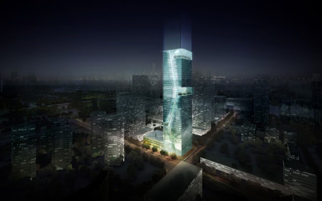 Un grattacielo di vetro dello studio Fuksas a Shenzhen, nel cuore della Cina