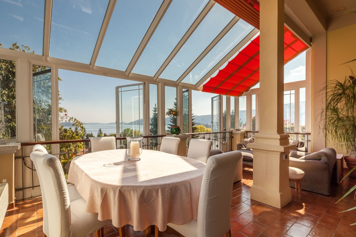 The villa has conservatory perfect for dining