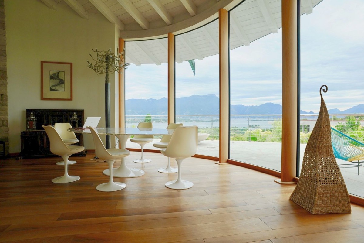 The dining area is bright and enjoys stunning views