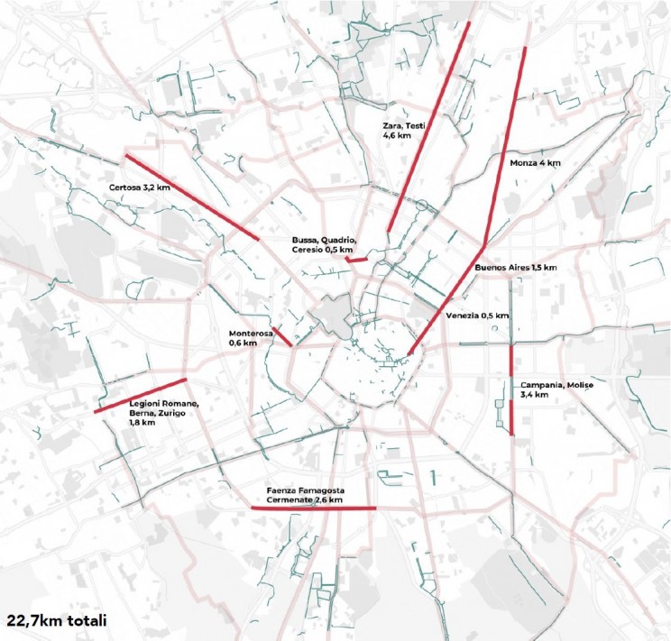 El plan incluye casi 23 km de ciclovías / Comune di Milano