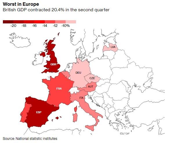 Immagine del giorno: il calo maggiore del Pil nazionale a causa della crisi Covid-19