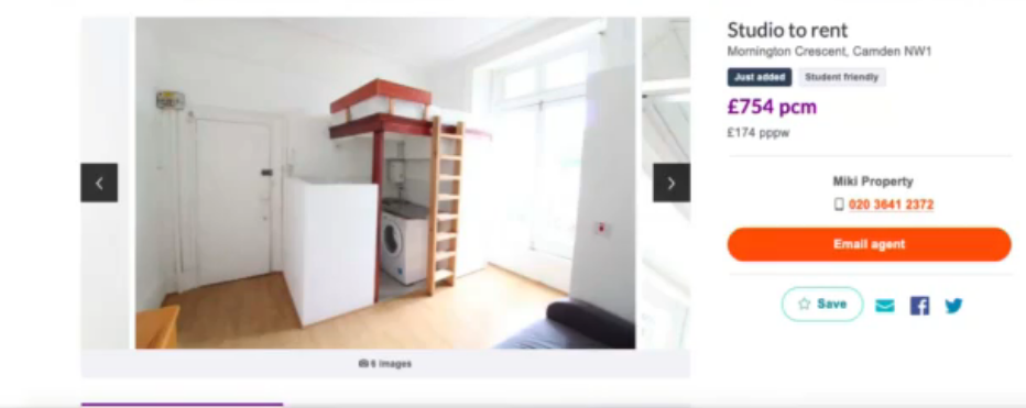 Affittasi monolocale “student friendly” a Londra. Ma lavatrice e bagno sono sotto il letto