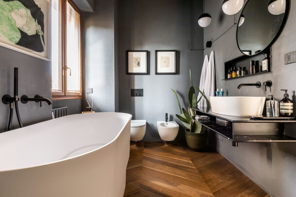 The bathrooms in the property are modern and chic