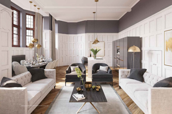 Arredamento bianco e grigio