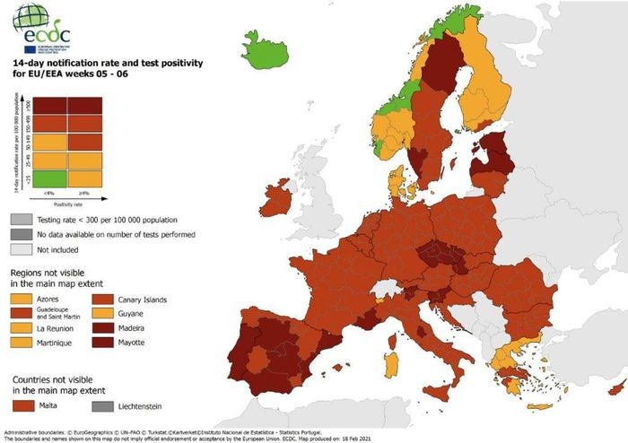 La nuova mappa delle zone covid d'Europa 