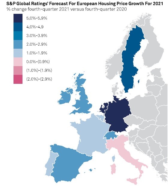 Prezzi delle case in Europa, le previsioni per il 2021 secondo S&P