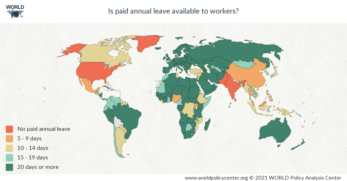 Ferie retribuite, la situazione dei lavoratori nel mondo