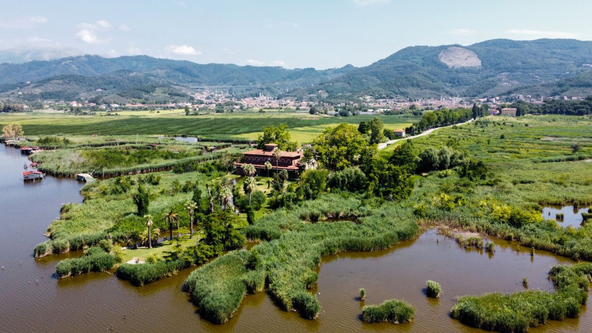 Una vista aérea de la villa