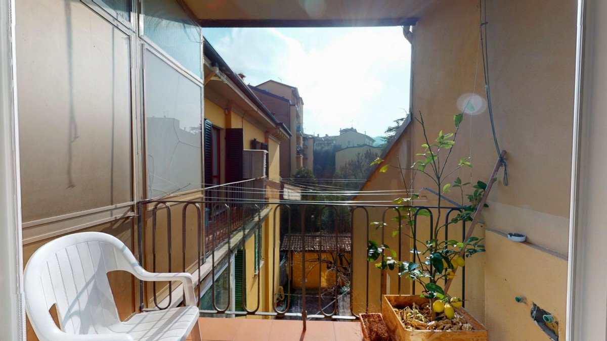 The balcony space off the dining room