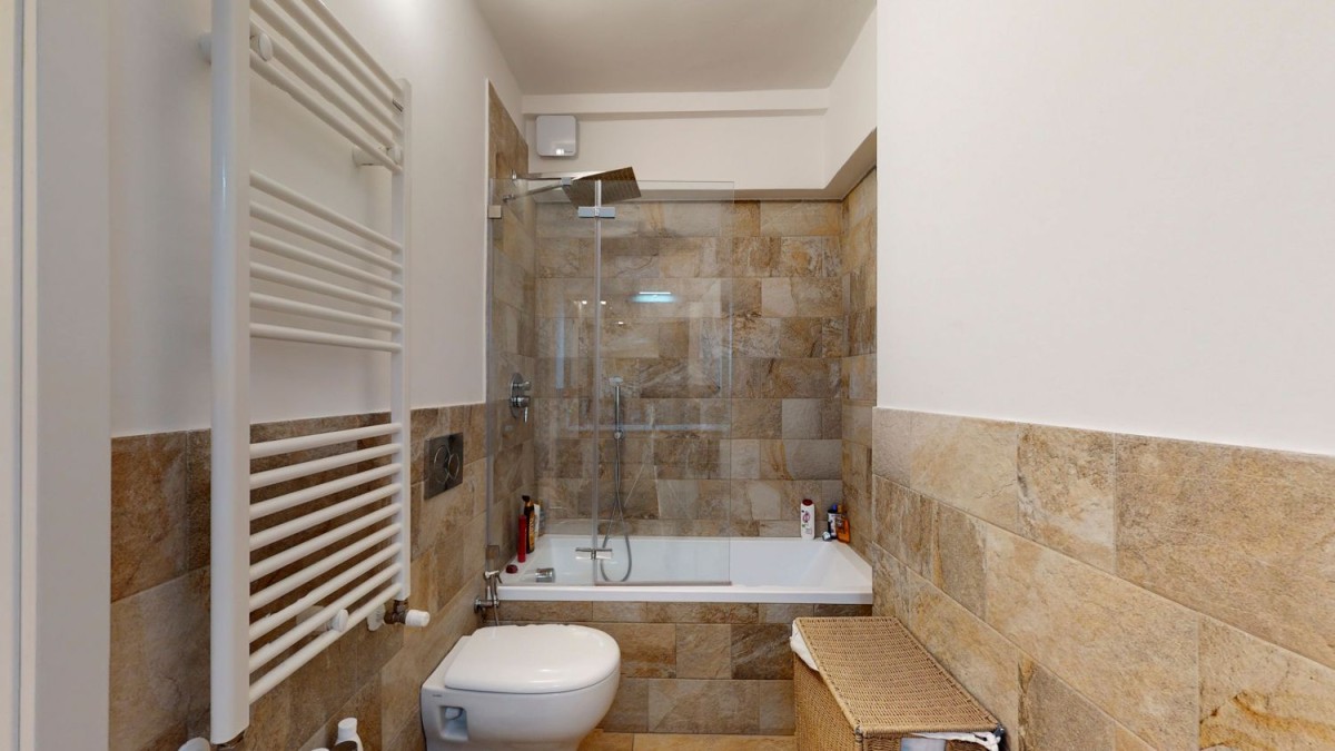 One of the two bathrooms