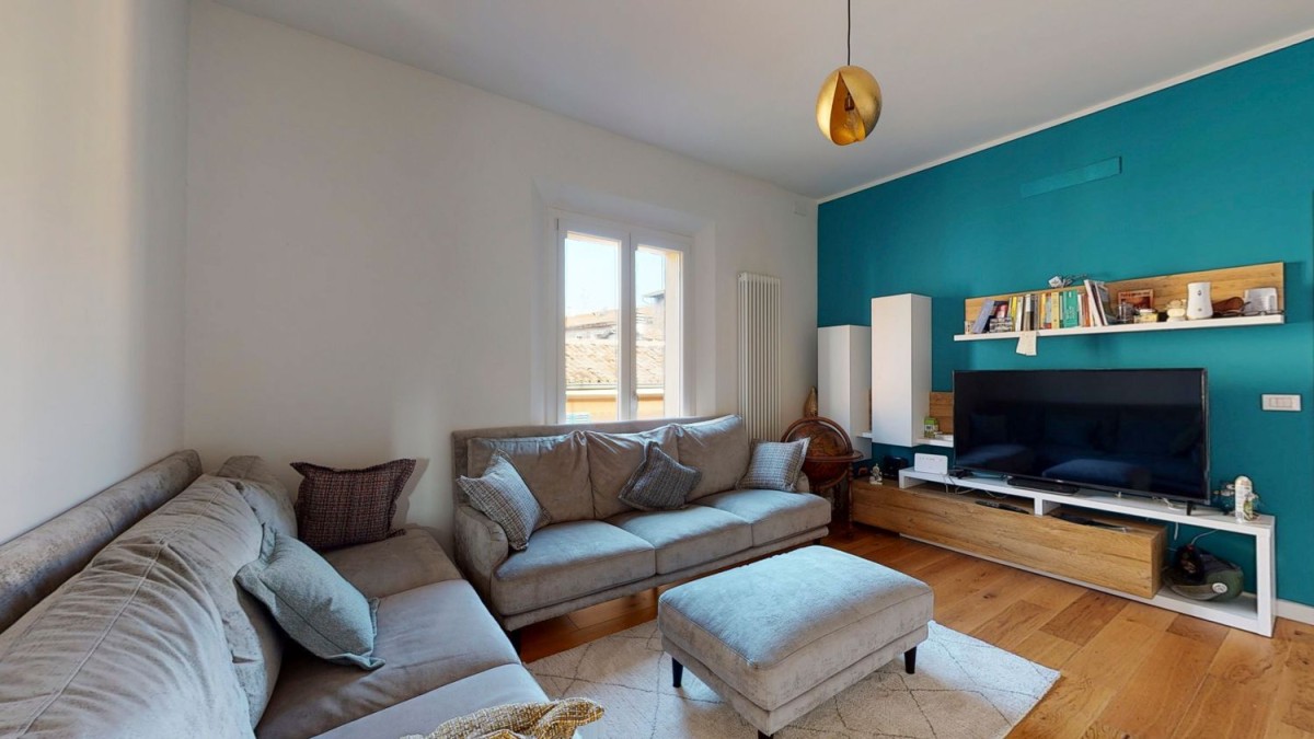 The bright and colourful living room