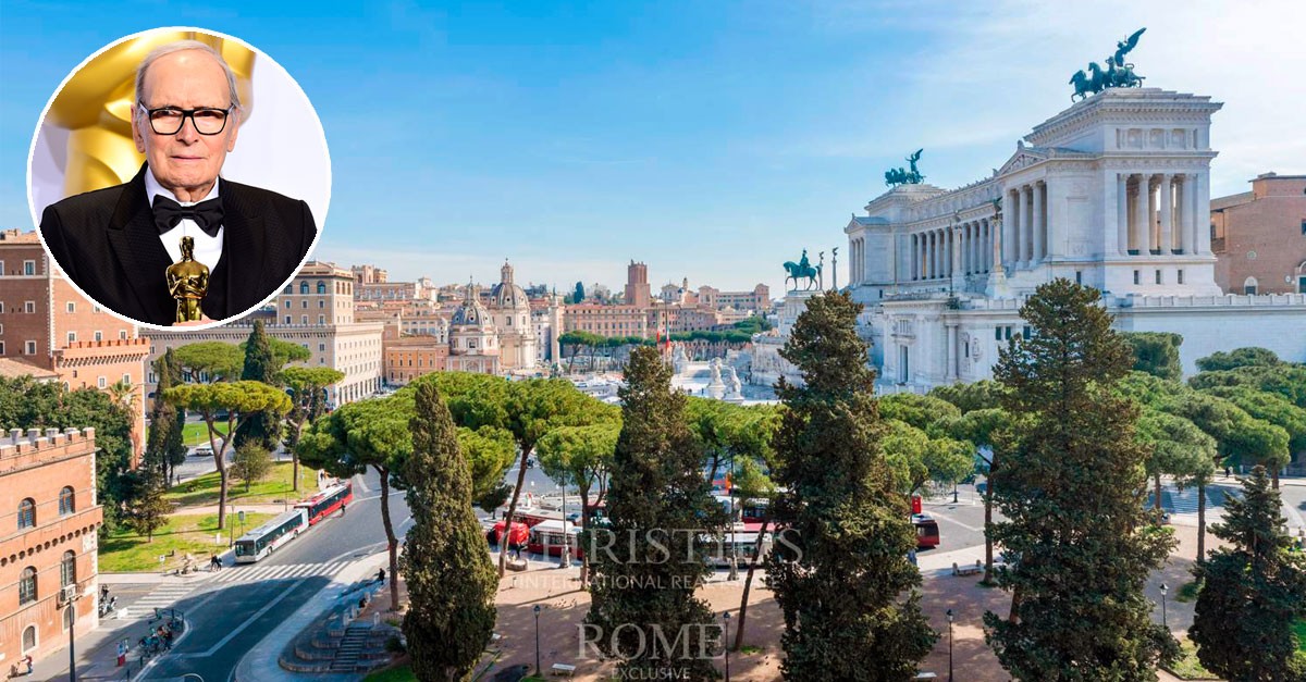 In vendita l'attico su piazza Venezia a Roma che fu di Ennio Morricone