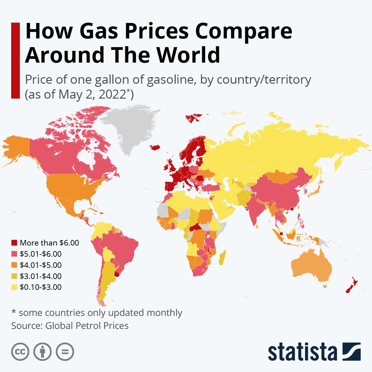 Il prezzo del gas nei Paesi del mondo