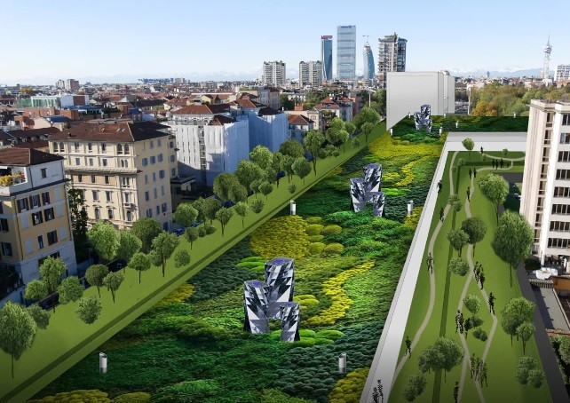 Una foresta sintetica pensile sopra la stazione Milano Cadorna: ecco il progetto