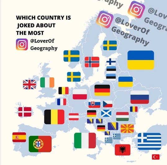 La mappa dei Paesi più presi in giro in Europa