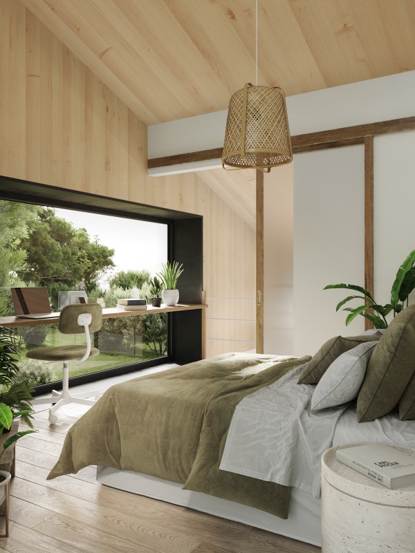 La camera da letto con vista sul giardino