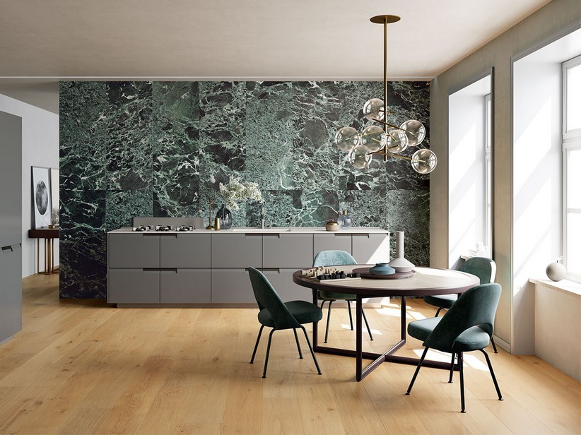pavimento marmo e parquet insieme
