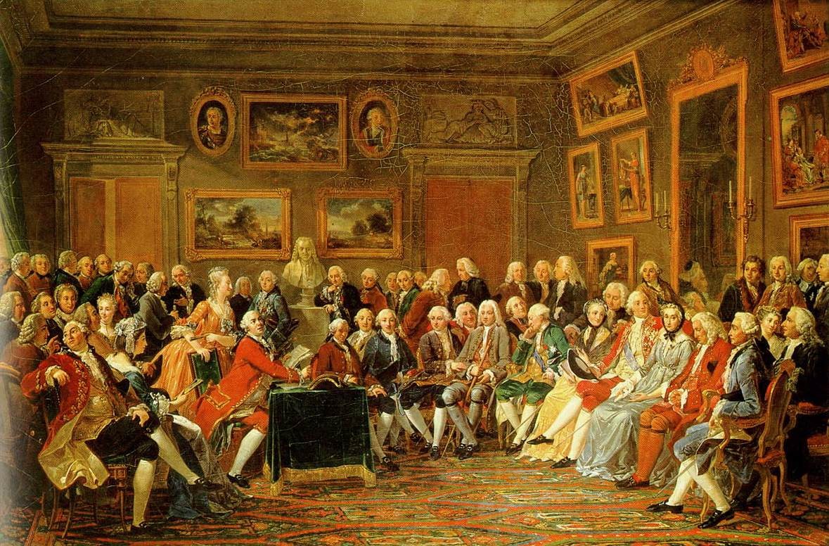 Lettura della tragedia "L'orfano della Cina" di Voltaire nel salone di madame Geoffrin