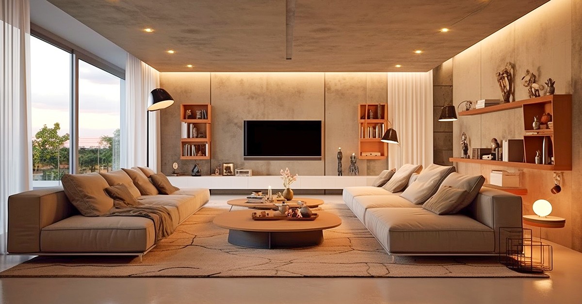 soffitto scuro e pareti bianche
