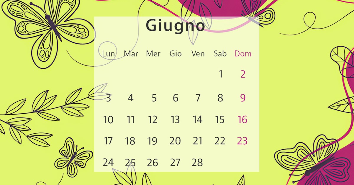 Calendario di giugno 2024