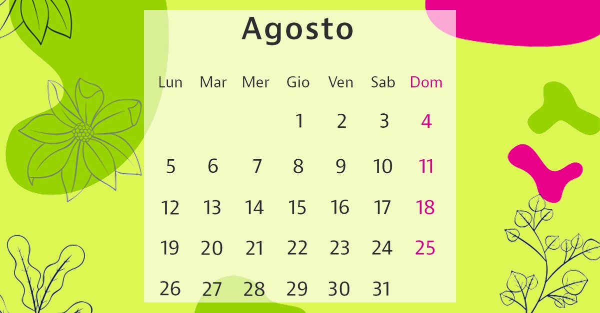 Calendario agosto Calendario agosto