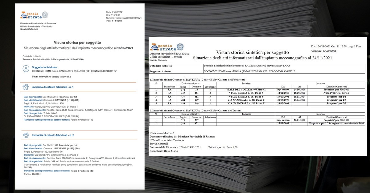 Visura catastale sintetica e analitica