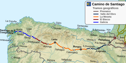 Mappa del Cammino di Santiago