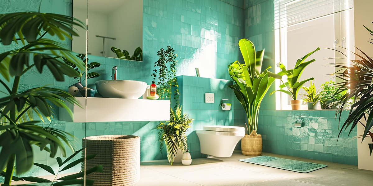 Bagno verde acqua moderno