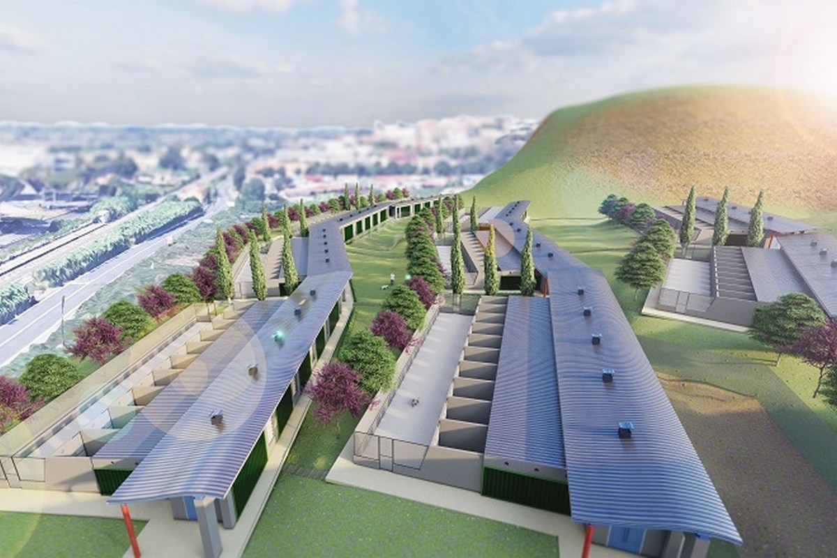 Rendering del progetto relativo all'ospedale veterinario pubblico e all'ampliamento del canile della Muratella