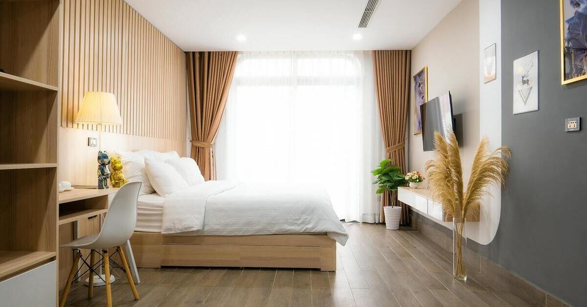 camera da letto in legno di rovere