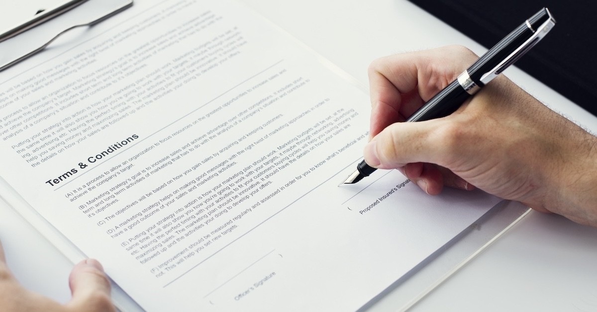 Termini e condizioni di un contratto Firma di un contratto