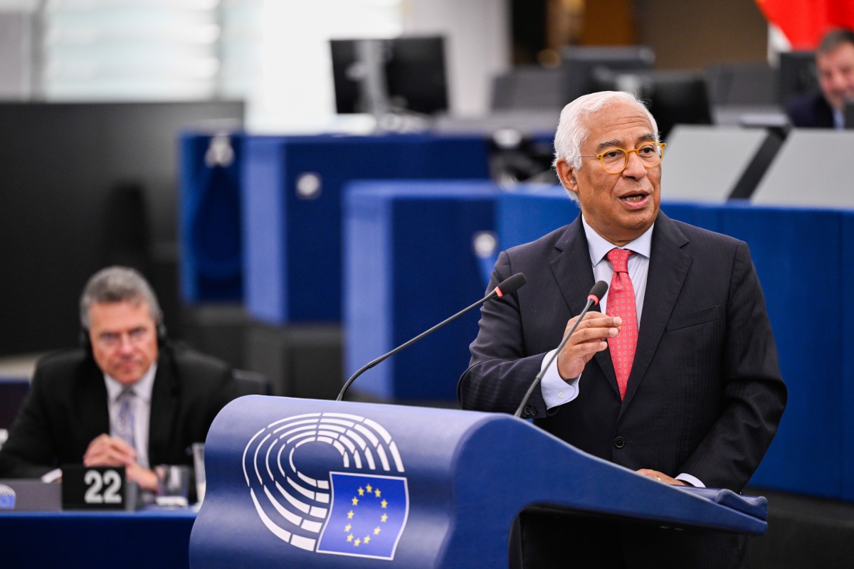 El presidente del Consejo Europeo, António Costa, interviene en un debate en el pleno del Parlamento Europeo celebrado en Estrasburgo (Francia).