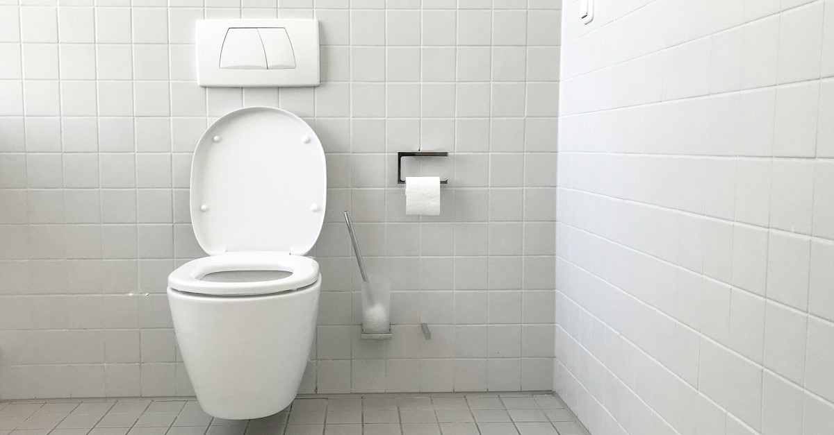 Un bagno con cassetta a muro Un bagno con cassetta a muro