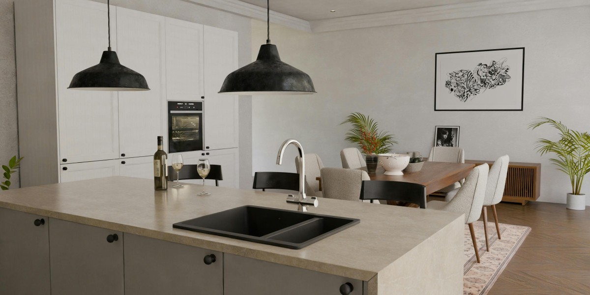 Cucina con isola e tavolo 