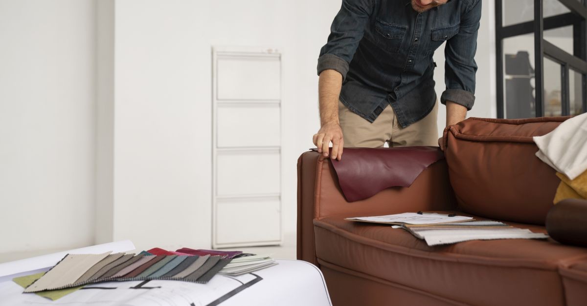 uomo sceglie copertura divano