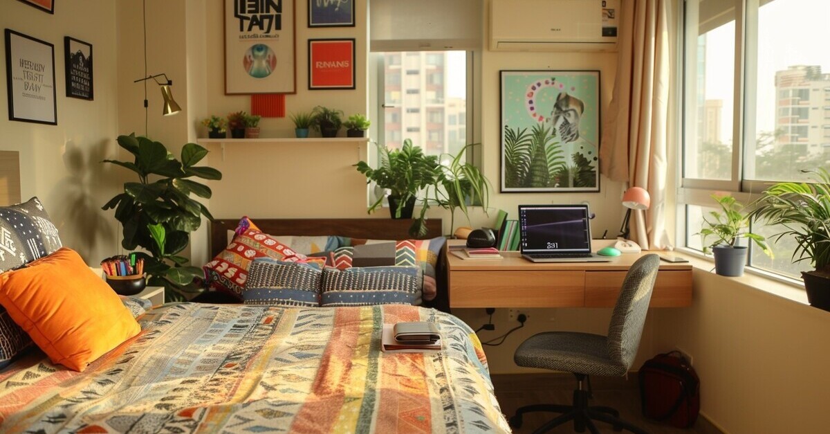 Una camera da letto piccola con il suo angolo ufficio Una camera da letto piccola con il suo angolo ufficio