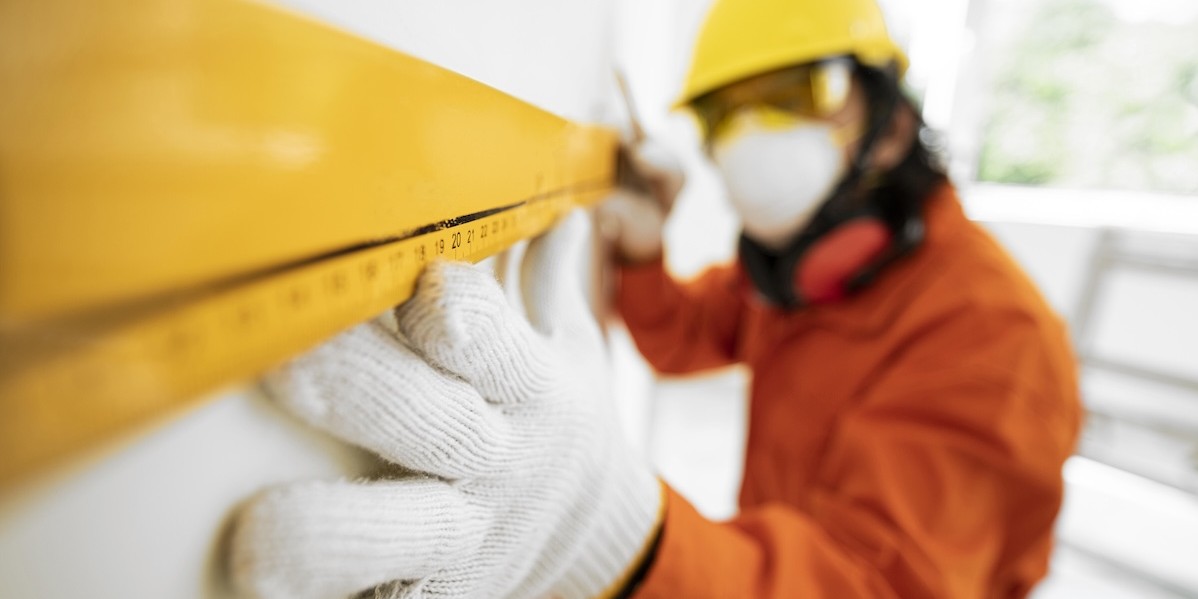 Operaio lavora alla realizzazione di un cappotto termico