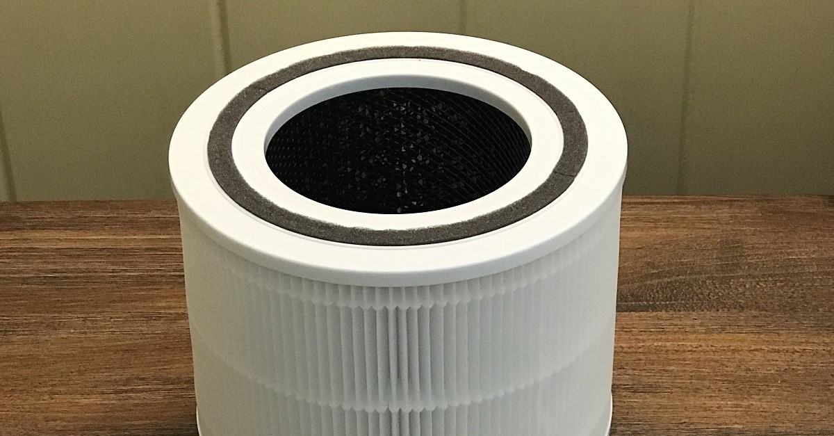 Un filtro HEPA con la caratteristica struttura a fisarmonica