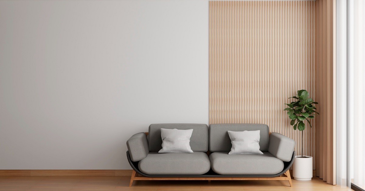 Un soggiorno arredato in stile minimalista