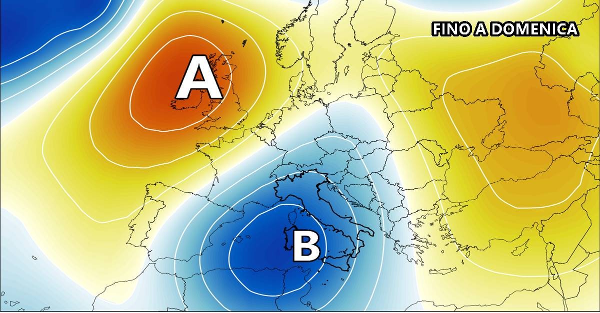 Ciclone bloccato nel Tirreno