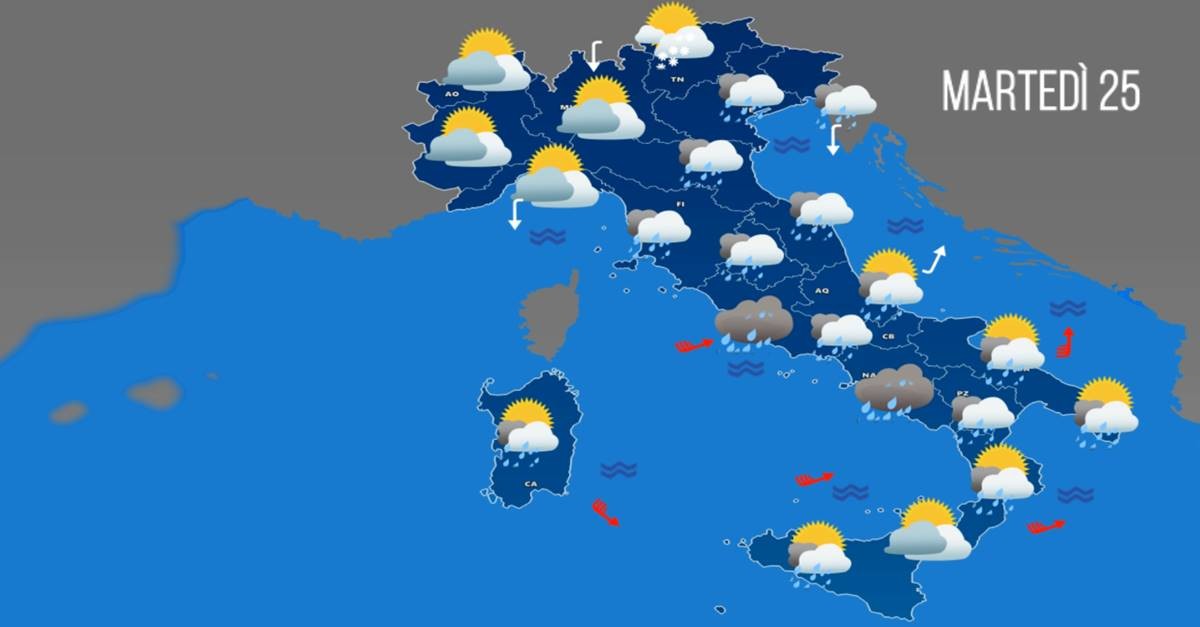 Meteo per Martedì 25 