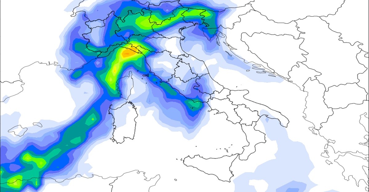 Pioggia prevista tra Domenica sera e Lunedì