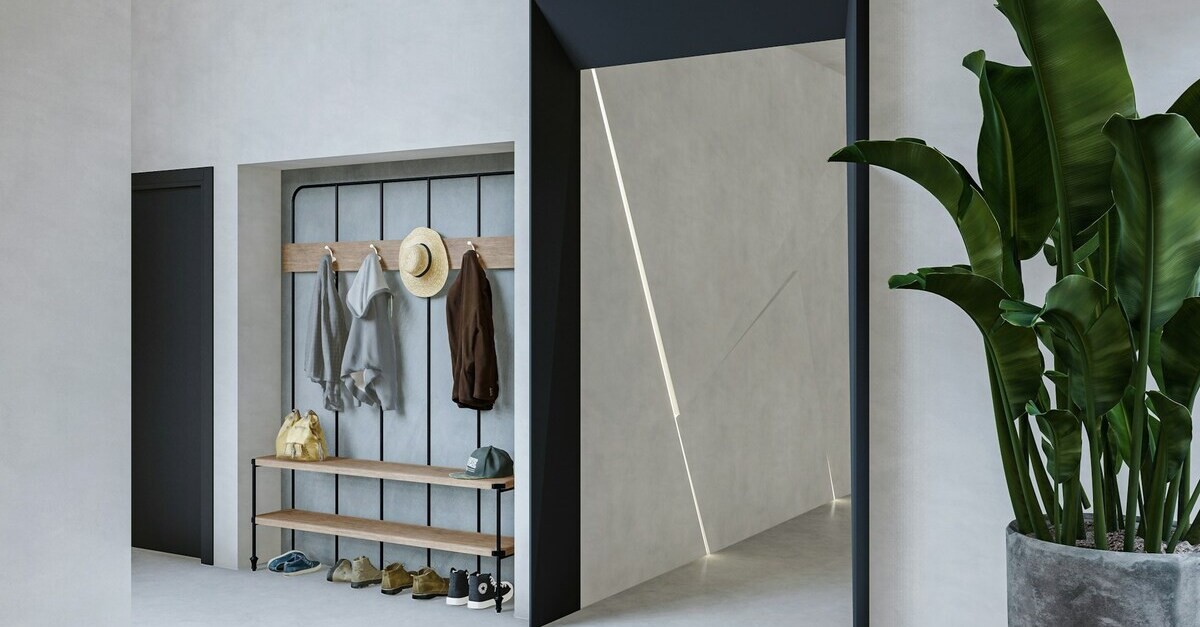 Una parete appendi abiti attrezzata