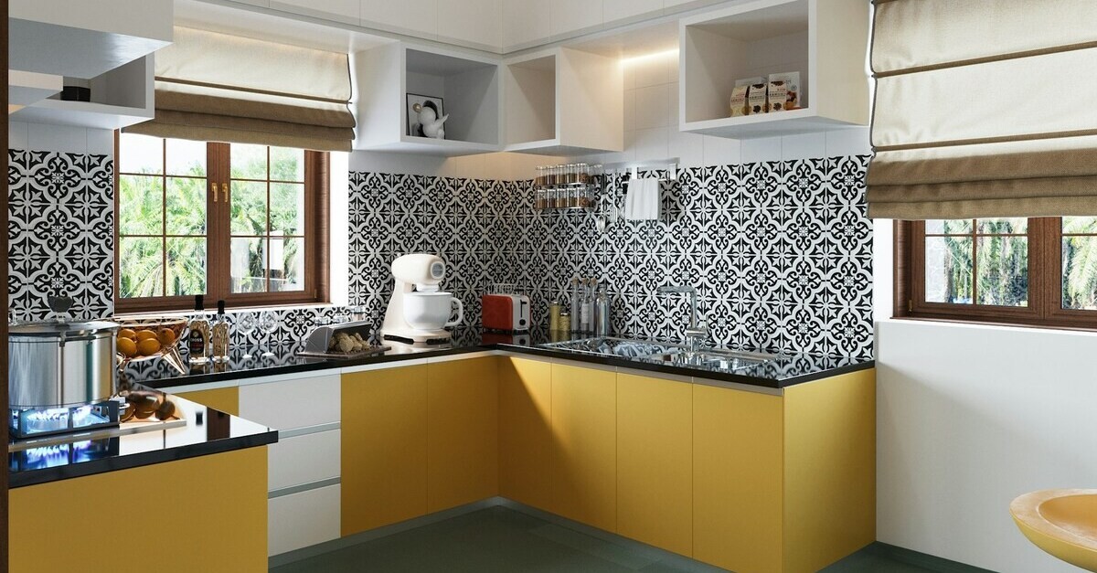 Cucina con paraschizzi in cementite