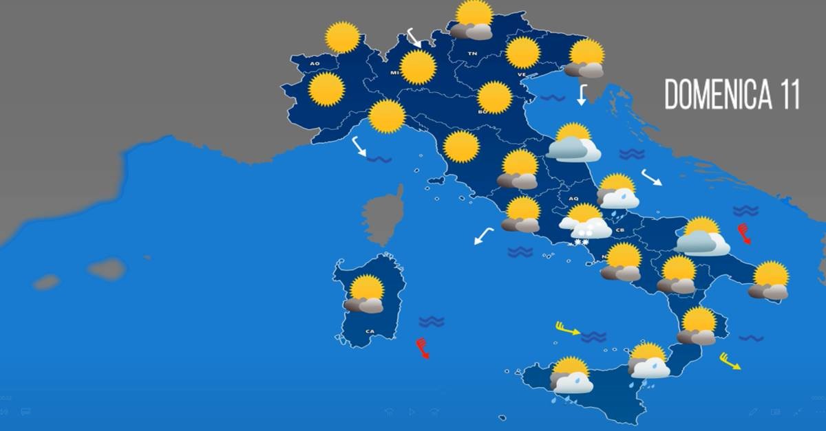 Previsioni meteo per domenica 11 gennaio 2026