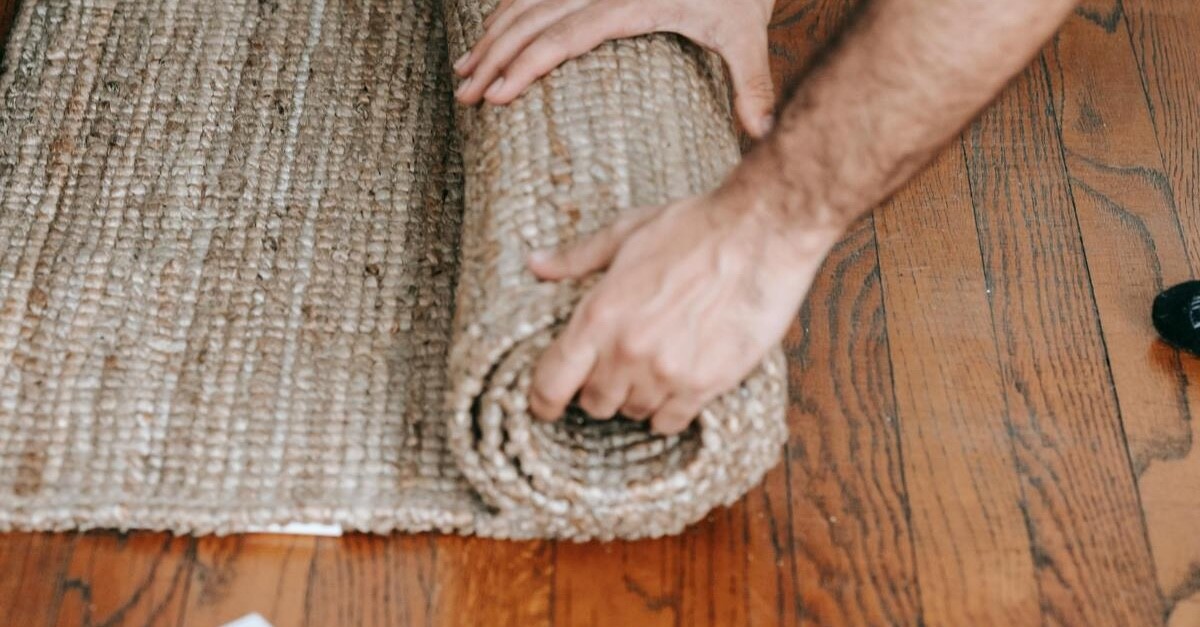 tappeto di iuta arrotolato