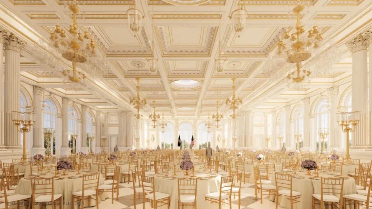 L'aspetto interno della futura sala da ballo, che si distingue per la sua opulenza