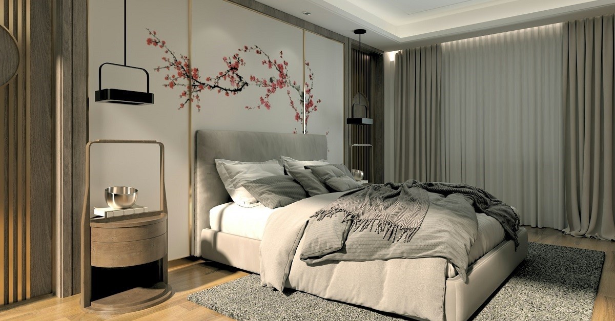 Camera da letto con doppie tende
