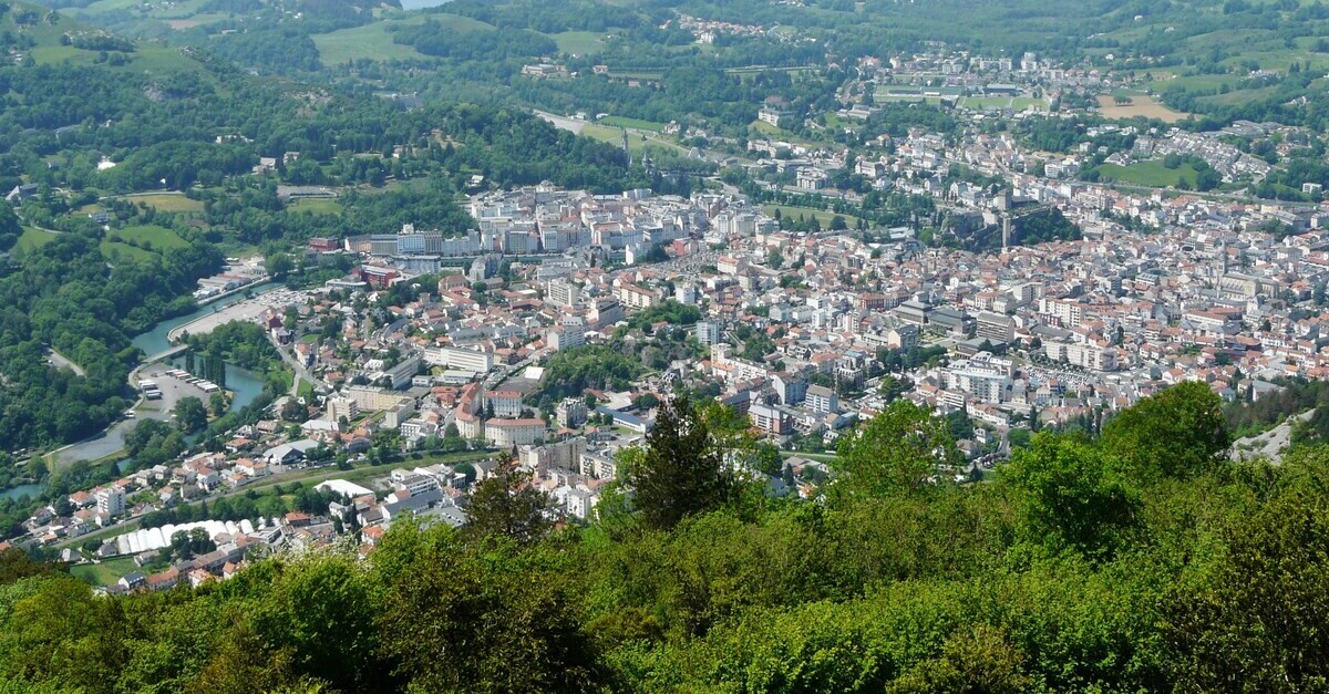 Visione dall'alto della città di Lourdes